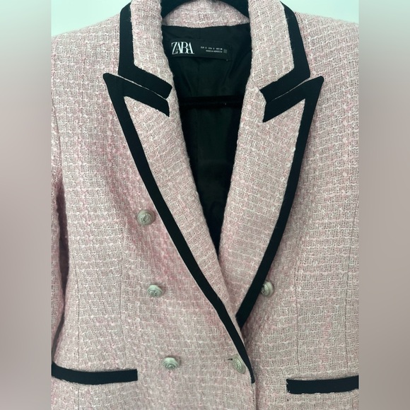 🔥 Zara Tweed Blazer Double Breasted Blogger Favorite Chic Jacket - Picture 4 of 10